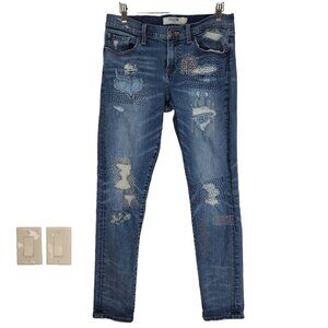 Lucky Brand Legend Jeans Womens 6/28 Embroidered Distressed Stretch Denim Boho